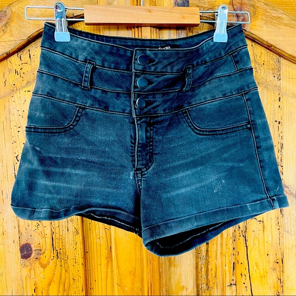 refuge Pants - Refuge Washed Black High waisted jean shorts size 2